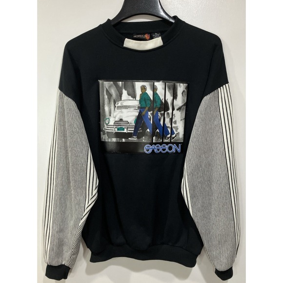 Sasson Jeans Other - Vintage SASSON Crewneck‎ Sweatshirt Large Chest Patch Striped Sleeves Men's XL